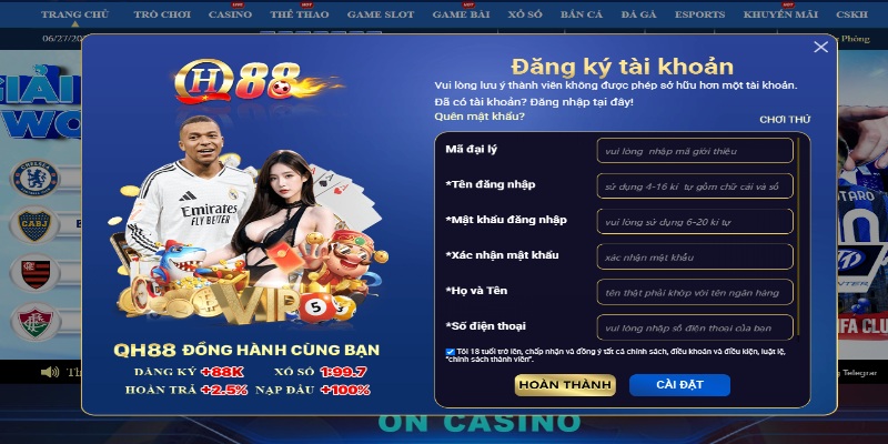 Hướng dẫn bước hoàn tất để đăng ký QH88